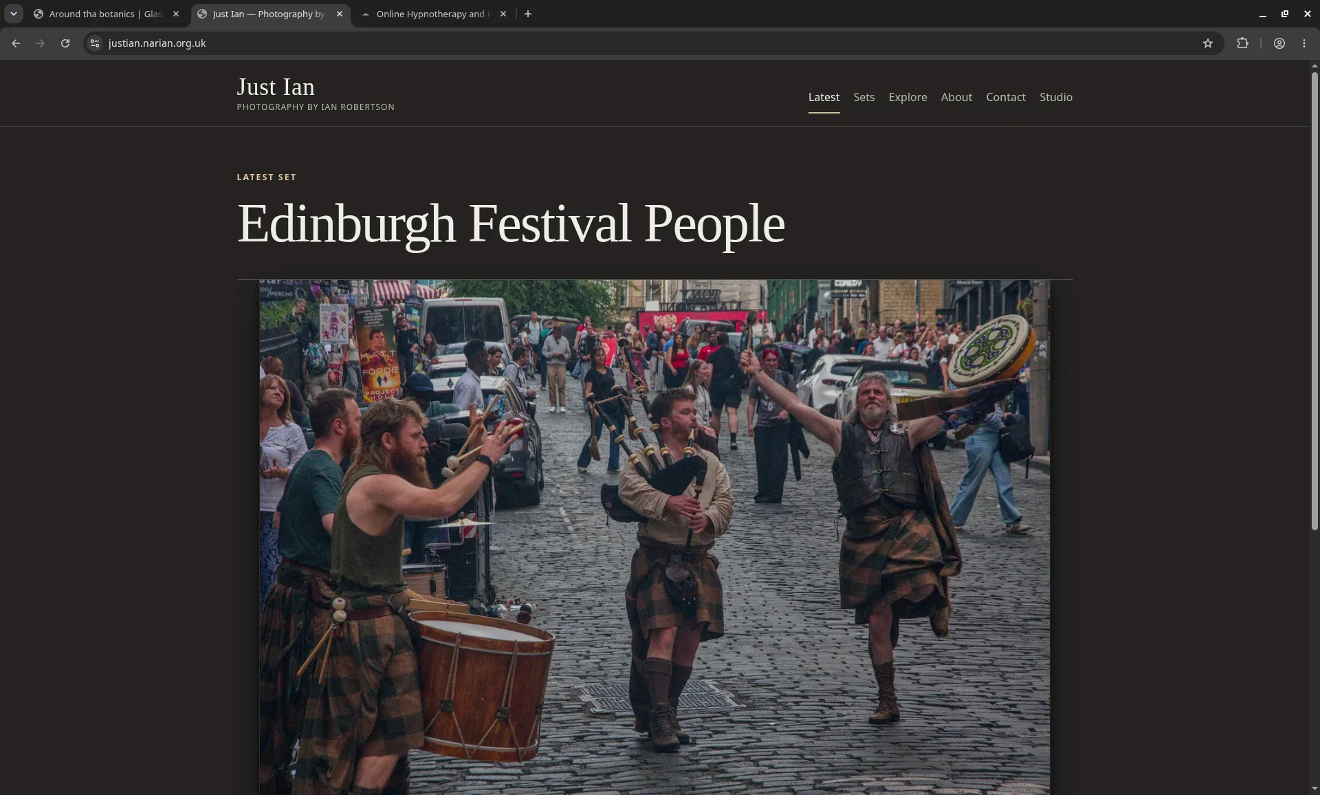 Screenshot of the Justian photography site homepage